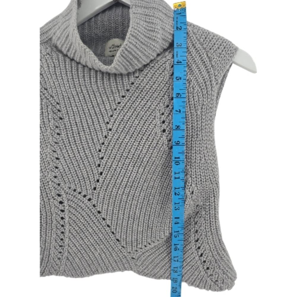 Wilfred Cowl Neck Sleeveless 100% Wool Sweater Cropped Size XS Gray Raw Hem - Picture 5 of 8